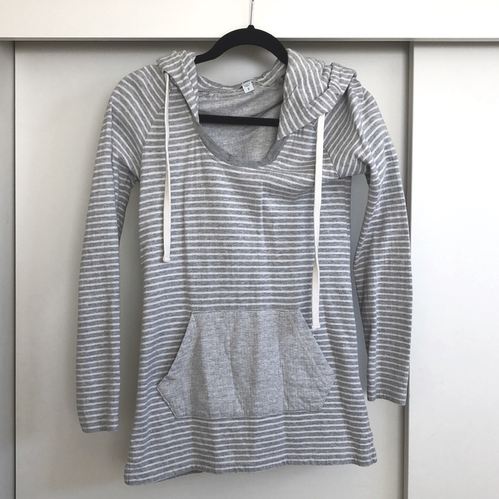 James Perse Gray & White Size 2 Hoodie